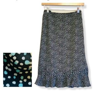 Danny & Nicole Skirt Black Polka Dot Ruffle Hem Midi Skirt Size 16 NWT